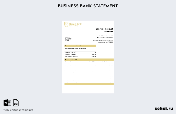 цифровая загрузка выписки по текущему счету компании Union Bank AG Шаблон в форм